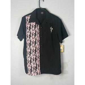 Elvis Presley Steady Clothing TCB Panel Shirt Pink Black Rockabilly A151-5965-3P